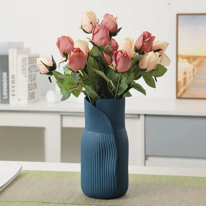 Ceramic Blue Vase Nordic Modern Art Creative, Dark Blue
