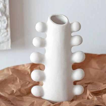 Home Decor Ceramic Cactus Flower Vase White